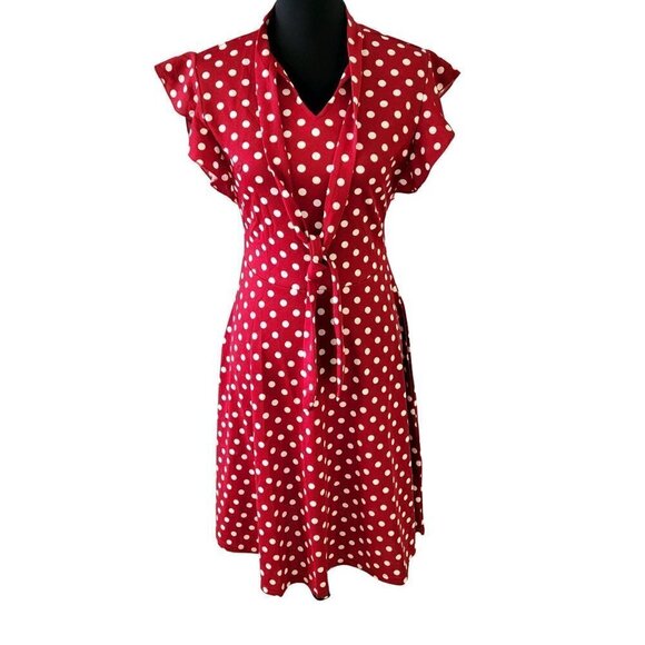 Moyabo Red Polka Dot Fit and Flare Dress Size Small NEW NWT - Picture 1 of 16